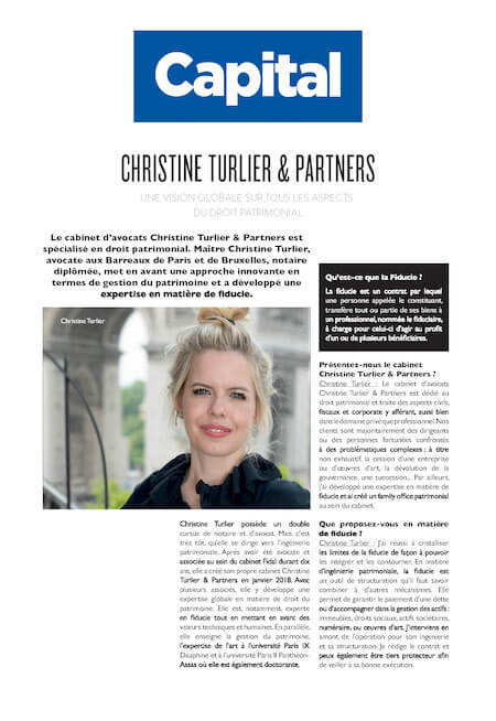 Une vision globale sur tous les aspects du droit patrimonial - Christine Turlier, Magazine Capital février 2022